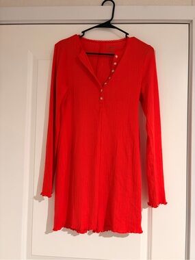 AE Women’s Long Sleeve Red Romper Pajamas